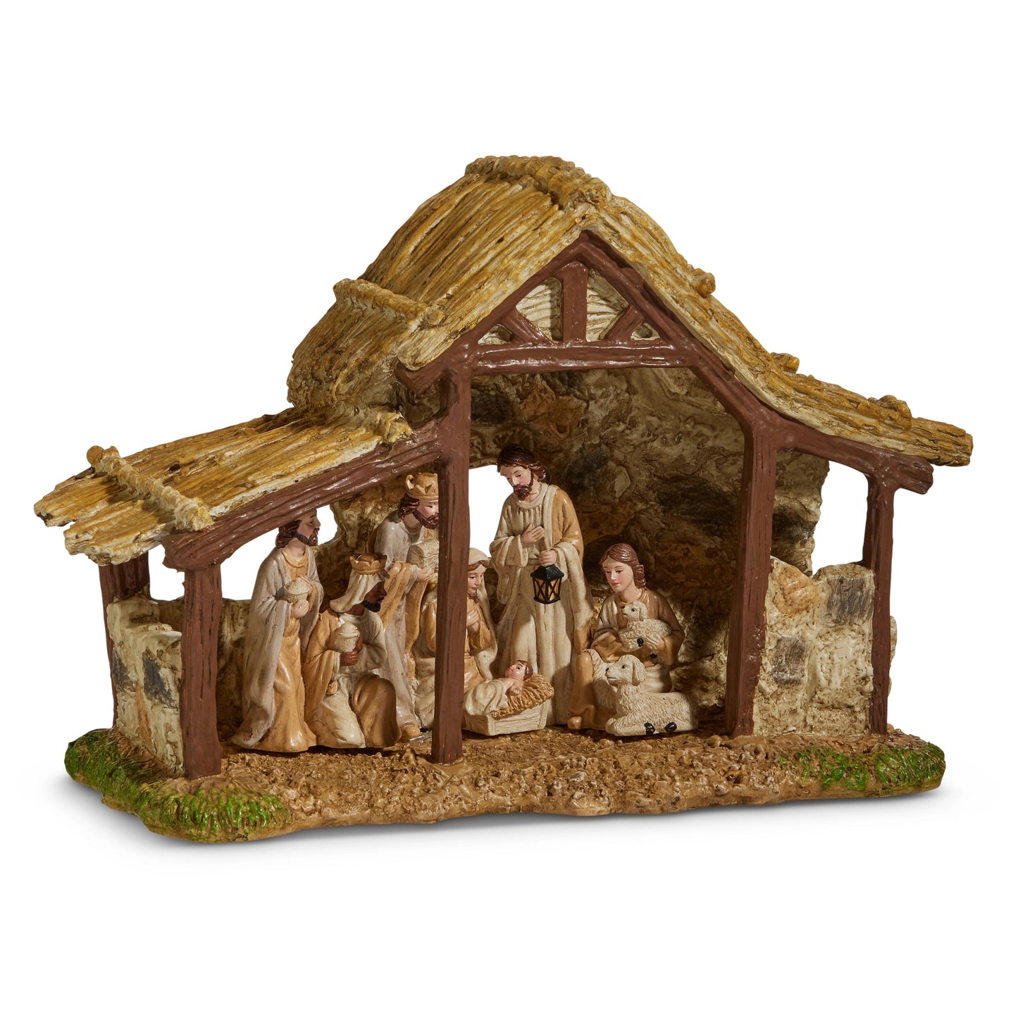 10.5" Nativity in Stable Christmas Shelf Sitter