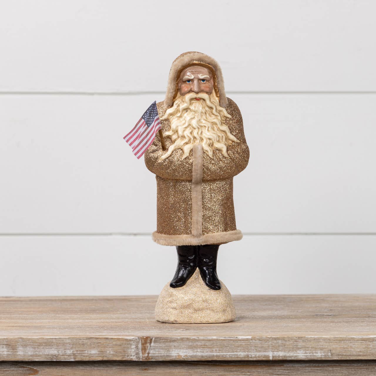 11" Gold Belsnickle w/USA Flag - Nifty Decor & More