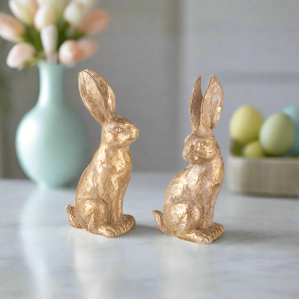 4.75" Gold Leaf Rabbit- Easter Decor, Spring Holiday Display, Cute Bunny Figurine for Home & Gift made by RAZ Shelf Sitter