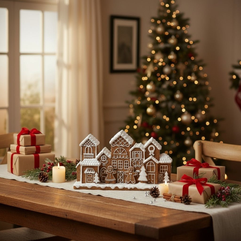 12.6" Resin Holiday Gingerbread House Christmas Collectible