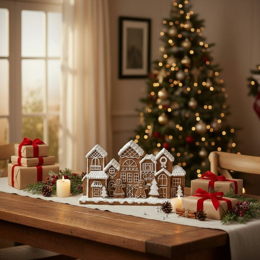 12.6" Resin Holiday Gingerbread House Christmas Collectible