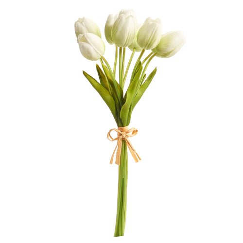 15" Real Touch Light Green Tulip Bundle | Artificial Flowers for Home Decor & Wedding Arrangements Faux Flowers