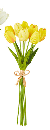 15" Real Touch Tulip Bundle | Artificial Flowers for Home Decor, Wedding Arrangements, Vibrant & Lifelike Design Faux Flowers Yellow