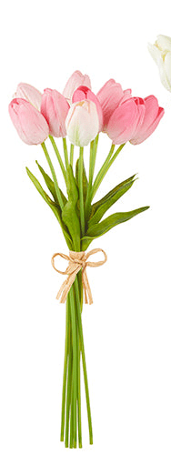 15" Real Touch Tulip Bundle | Artificial Flowers for Home Decor, Wedding Arrangements, Vibrant & Lifelike Design Faux Flowers Pink