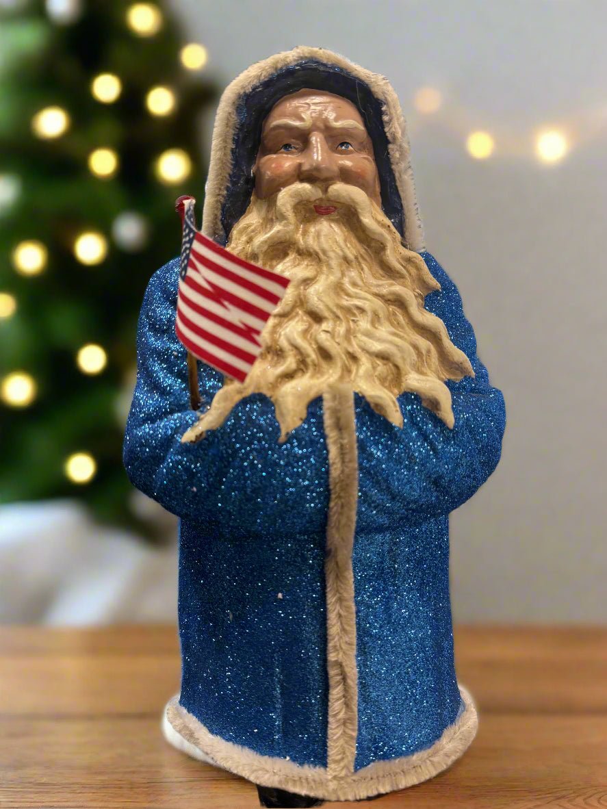 17" Blue Belsnickle w/Usa Flag - Nifty Decor & More