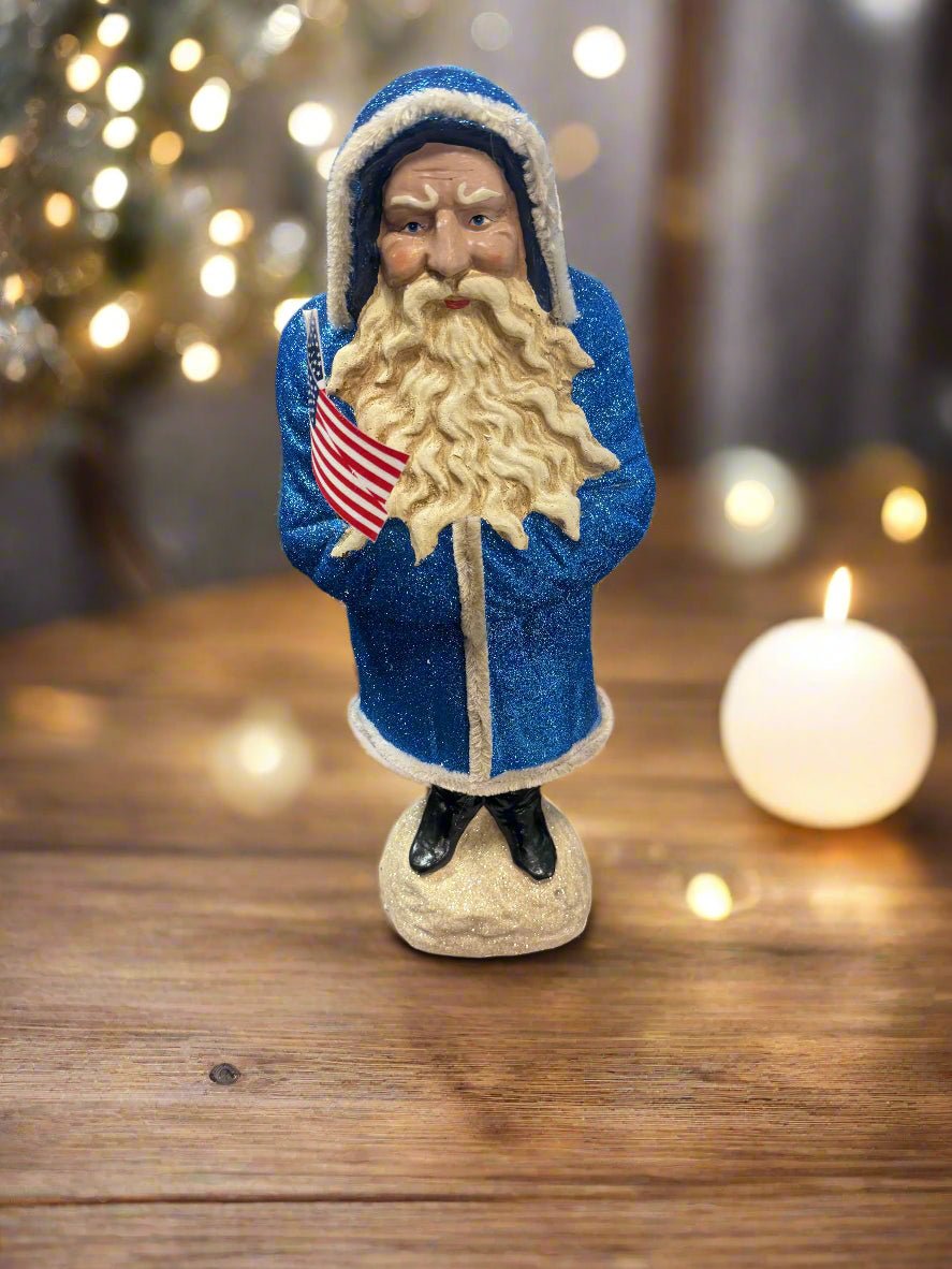 17" Blue Belsnickle w/Usa Flag - Nifty Decor & More