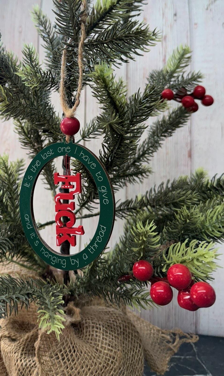 2024 Last F*** Ornament | 2024 funny ornament | sassy ornament | hanging by a thread | sarcastic ornament | free shipping - Nifty Decor & More