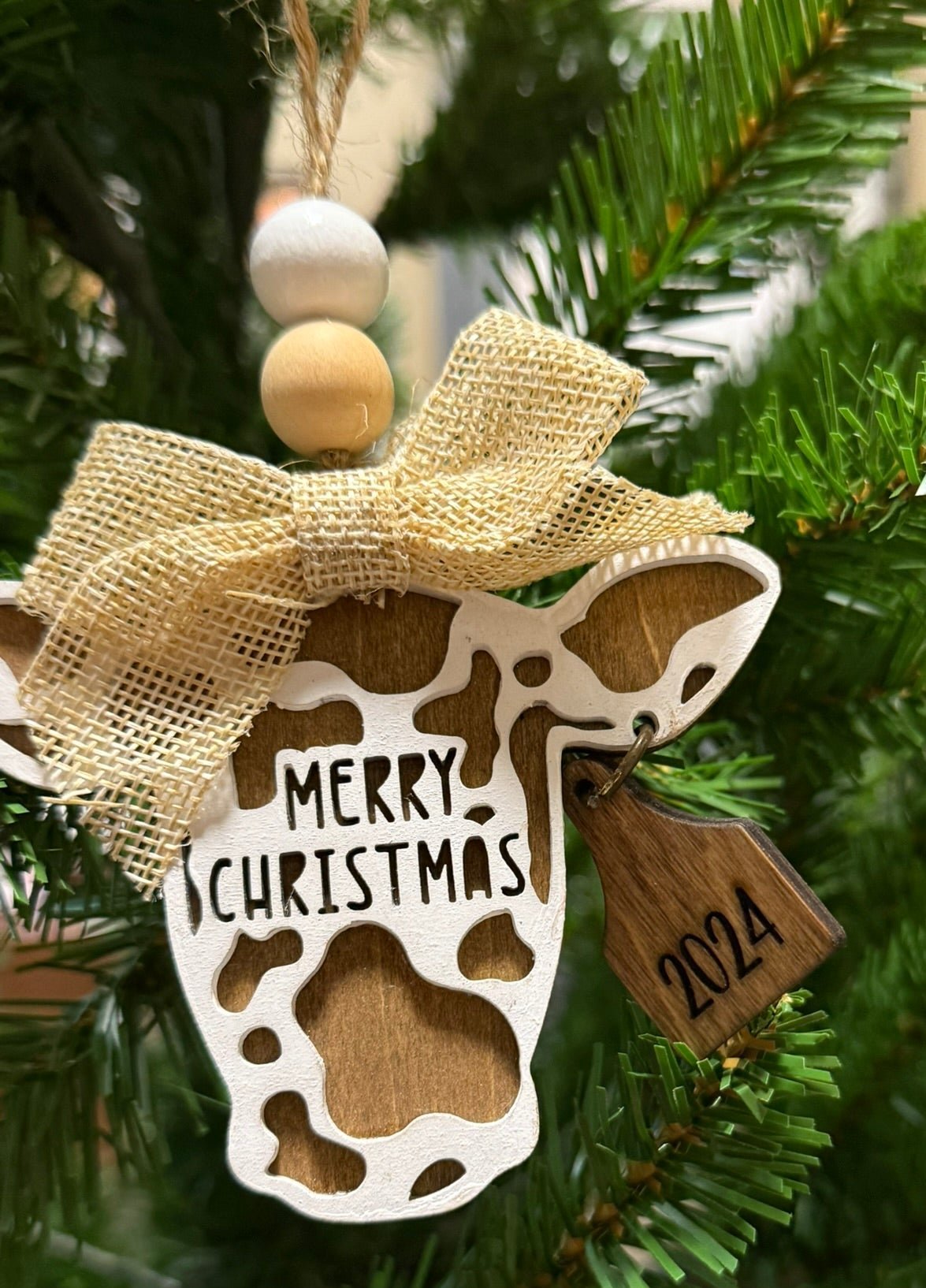 2024 Merry Christmas Cow Ornament - Nifty Decor & More
