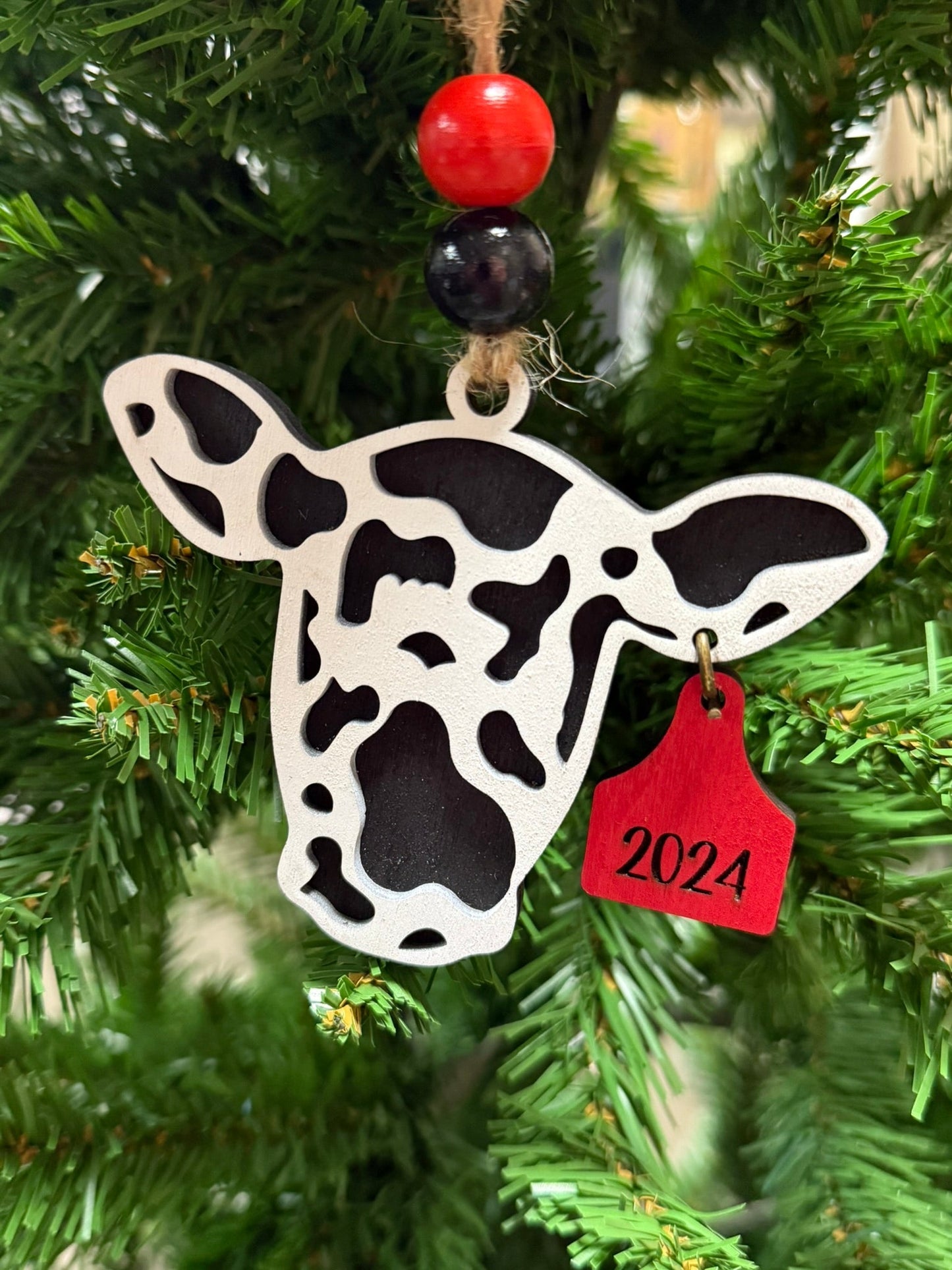 2024 Merry Christmas Cow Ornament - Nifty Decor & More