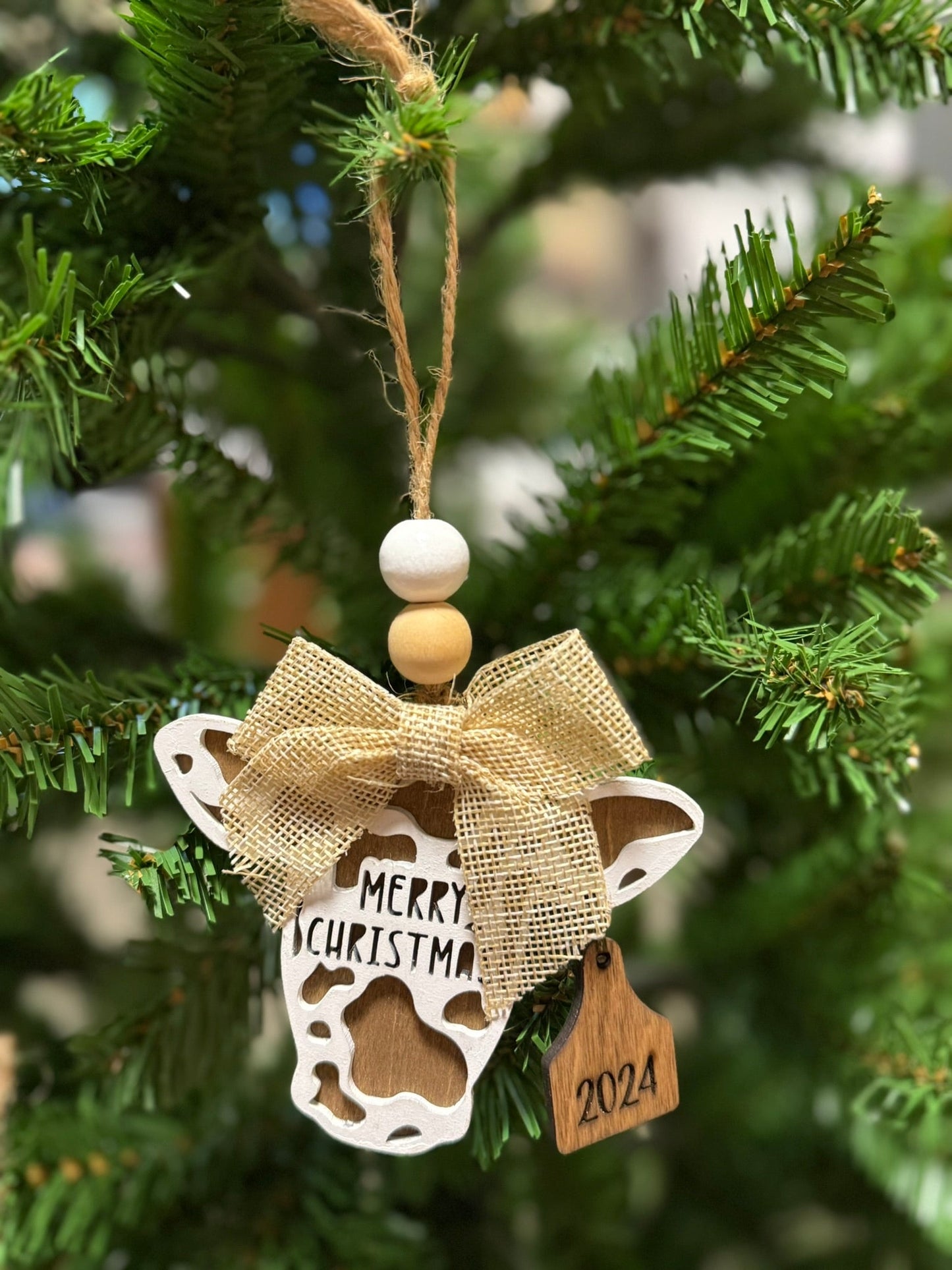 2024 Merry Christmas Cow Ornament - Nifty Decor & More