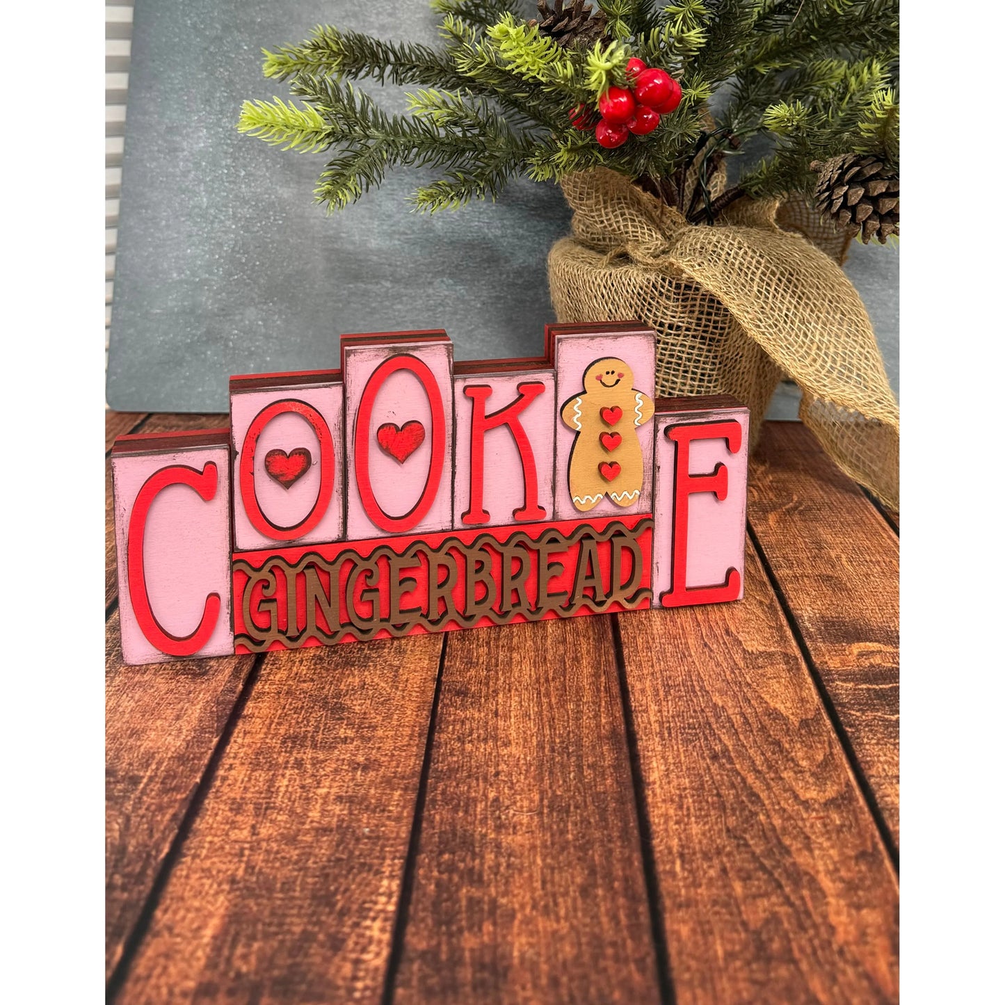 Christmas Word Blocks Christmas Shelf Sitter Cookie