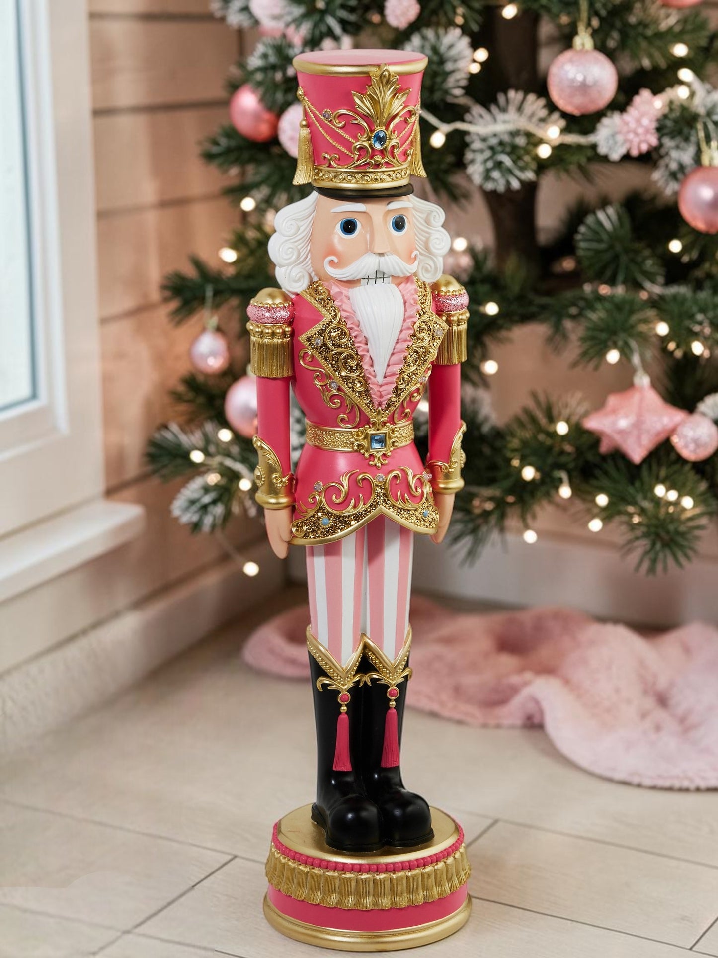 36" Lighted Pink Nutcracker