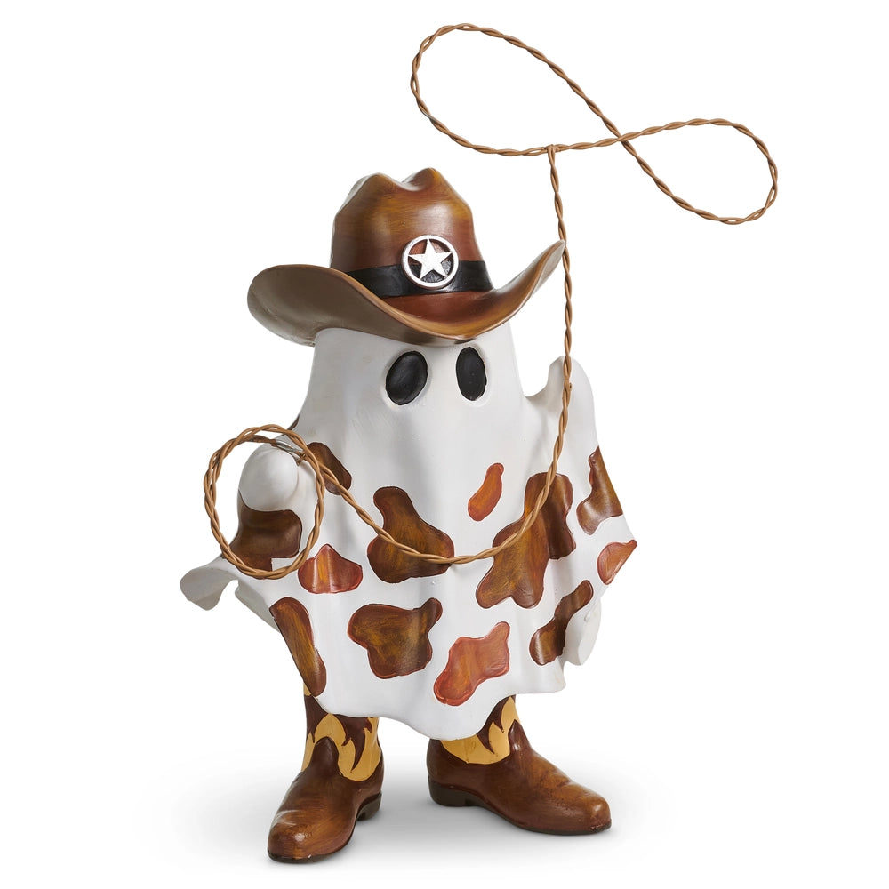 14" Roping Cowboy Ghost Halloween Figurine