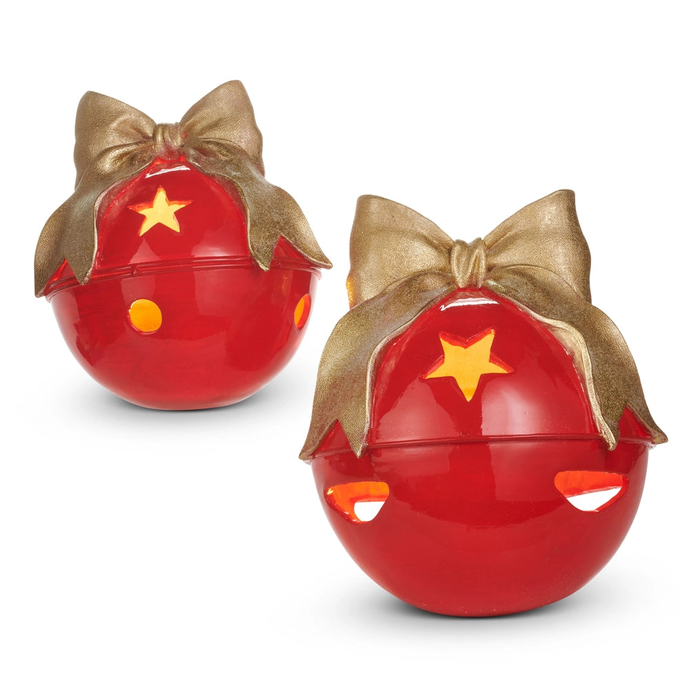 9" Lighted Bells with Bows