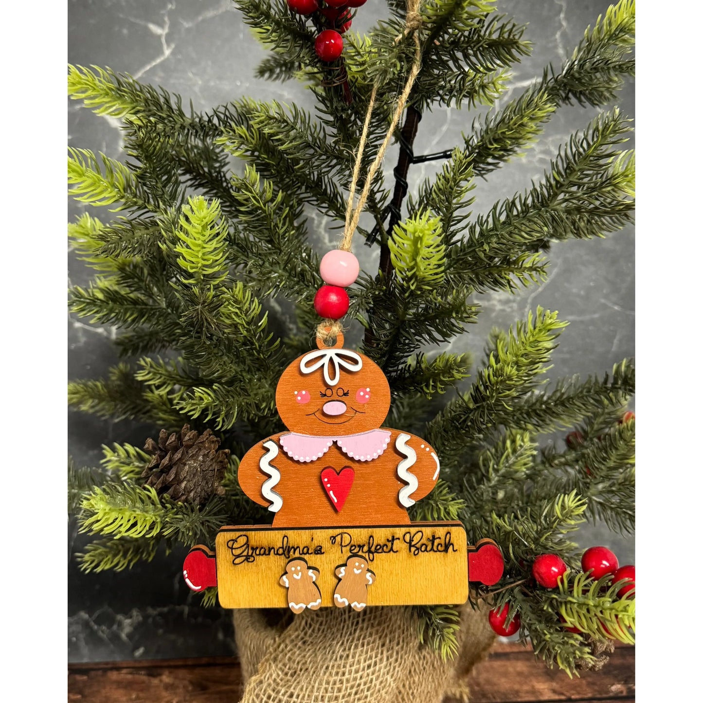 Grandma's Perfect Batch Ornament Christmas Ornament 2 Mini Gingerbread