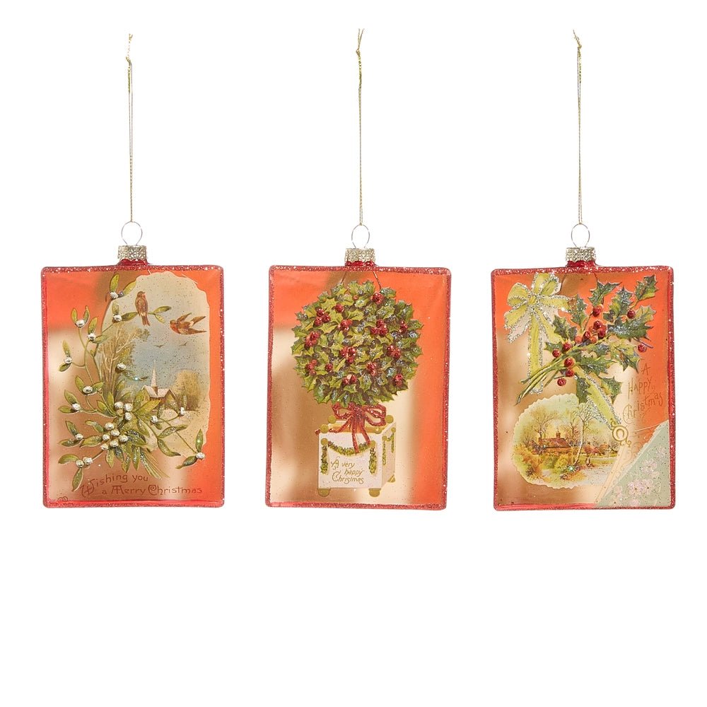 5" Holly Topiary Rectangle Ornament Christmas Ornament