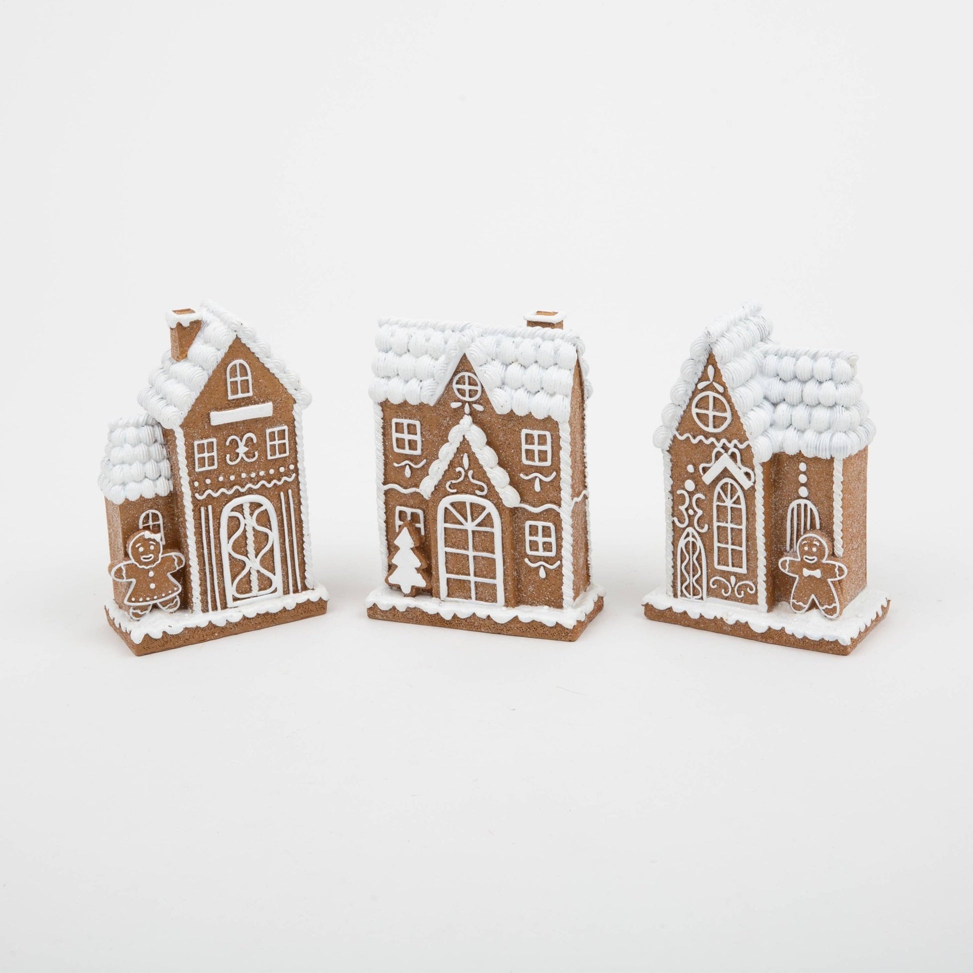 6.1" Resin Holiday Gingerbread Houses – Set of 3 Assorted Christmas Collectible