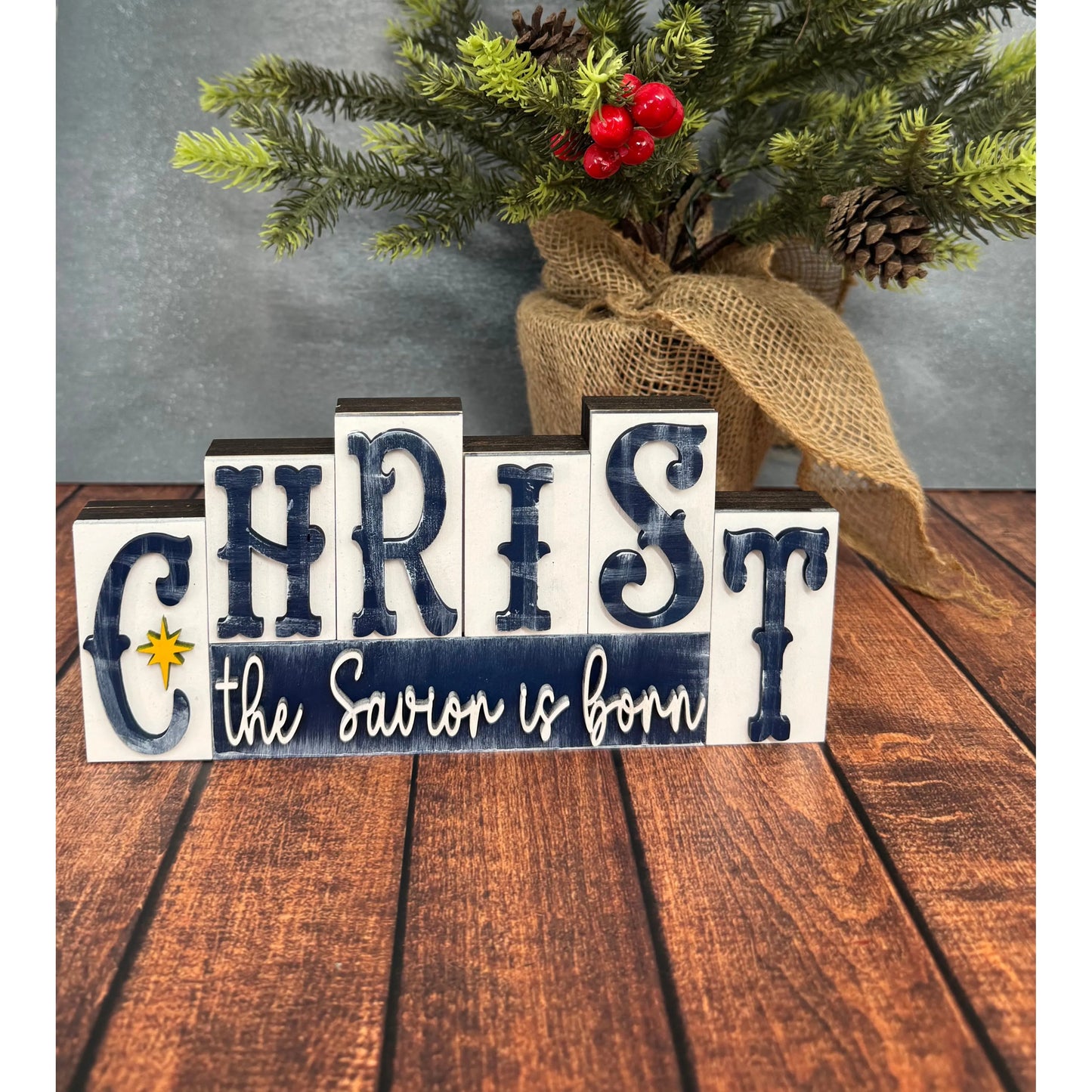 Christmas Word Blocks Christmas Shelf Sitter Christ Savior