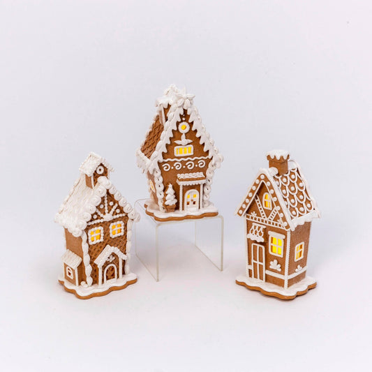 7" Lighted Holiday Gingerbread Houses Christmas Collectible