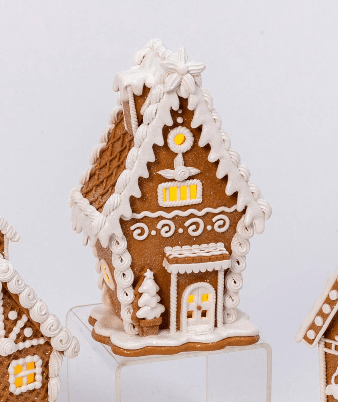 7" Lighted Holiday Gingerbread Houses Christmas Collectible Design 3