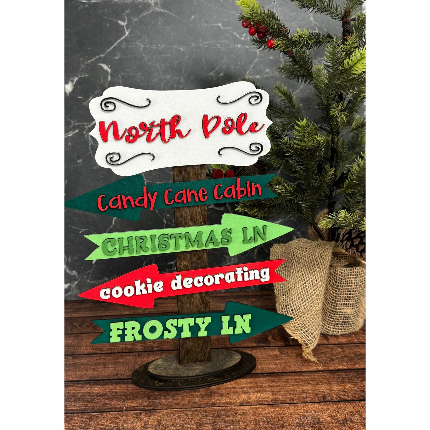 North Pole Street Sign Christmas Shelf Sitter Mini 1