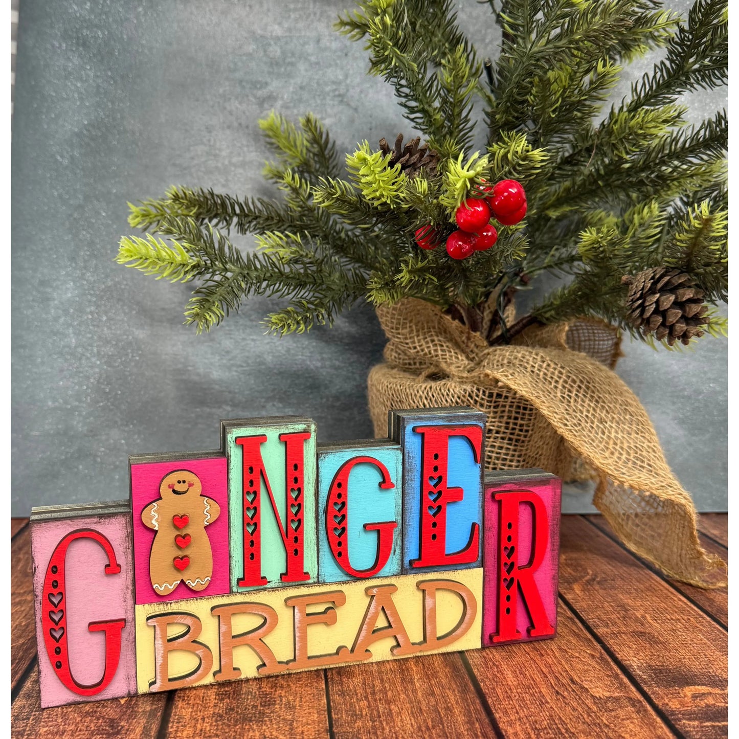 Christmas Word Blocks Christmas Shelf Sitter Gingerbread