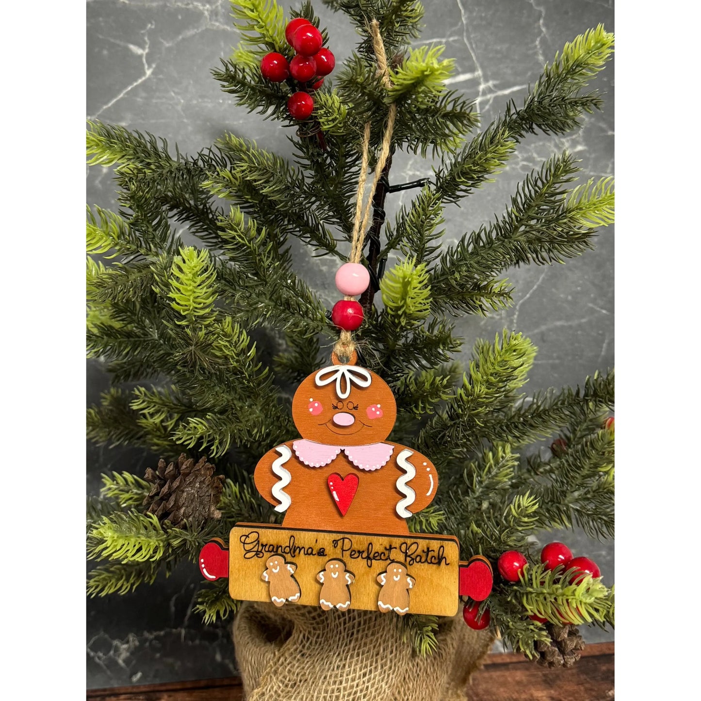Grandma's Perfect Batch Ornament Christmas Ornament 3 Mini Gingerbread