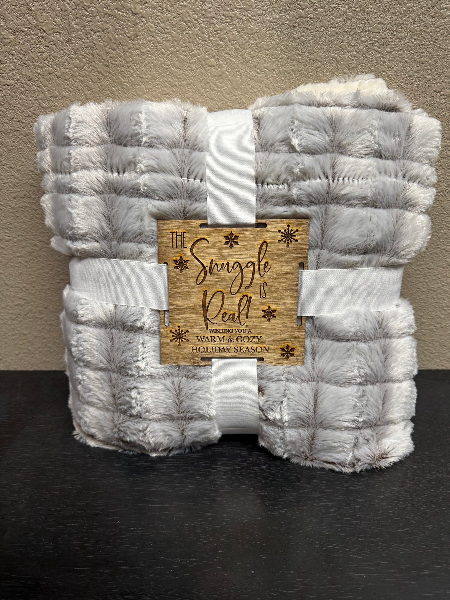 The Snuggle is Real Blanket Christmas Blanket Cream Brown - Micromink Sherpa 50" X 60"