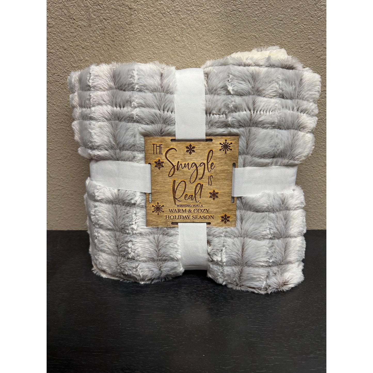 The Snuggle is Real Blanket Christmas Blanket Cream Brown - Micromink Sherpa 50" X 60"