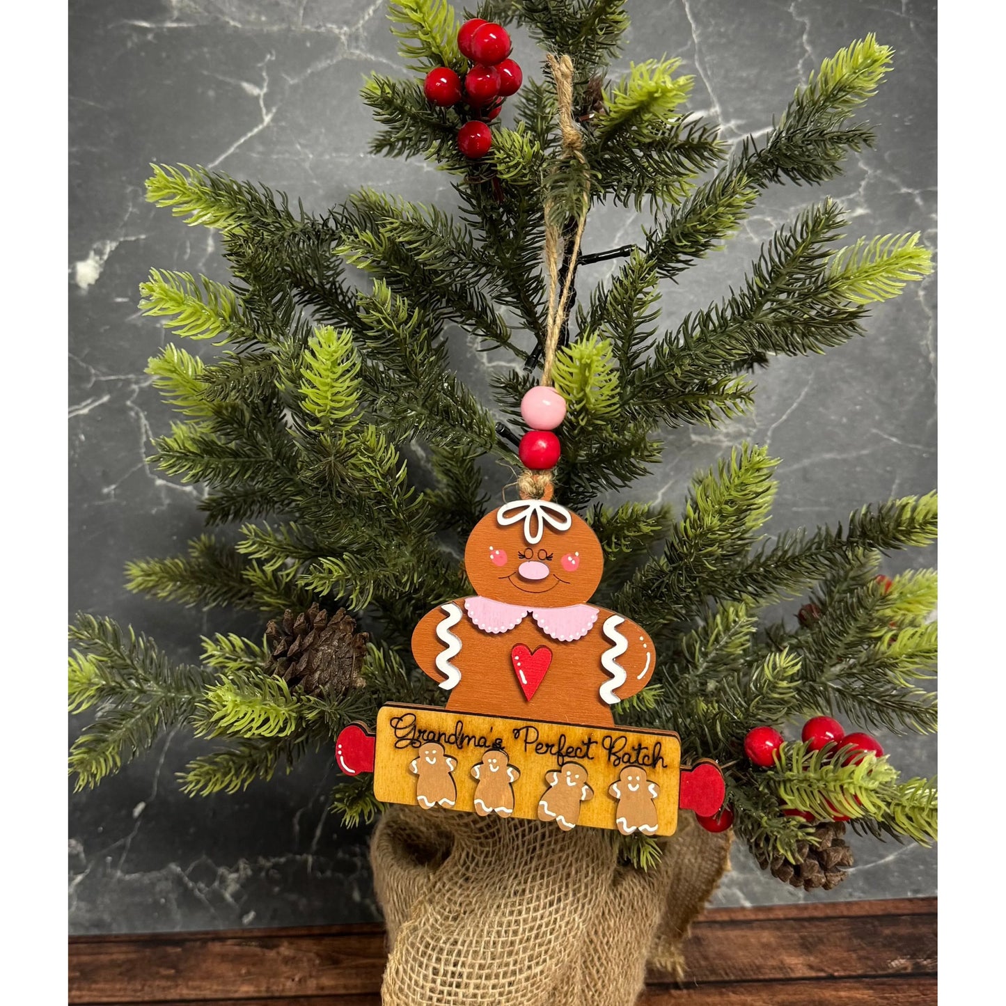 Grandma's Perfect Batch Ornament Christmas Ornament 4 Mini Gingerbread