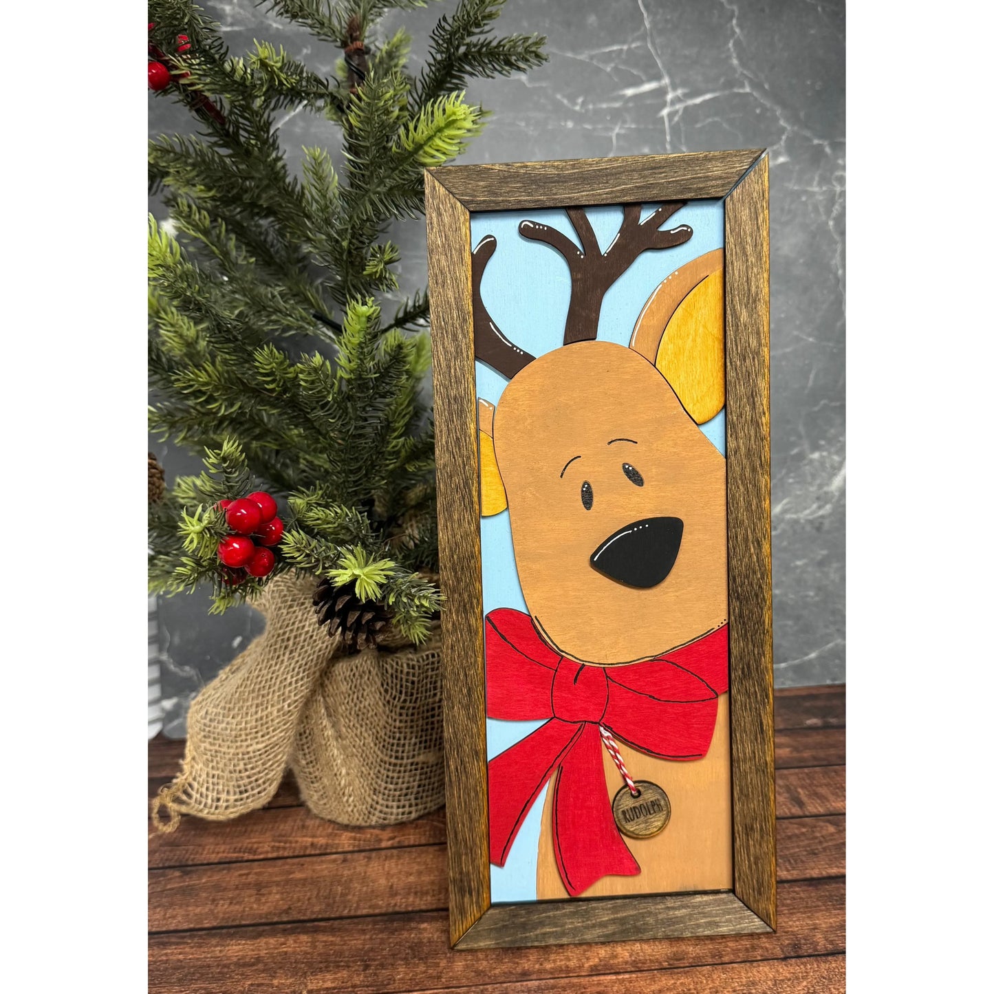 Reindeer Wooden Sign Christmas Wall Décor