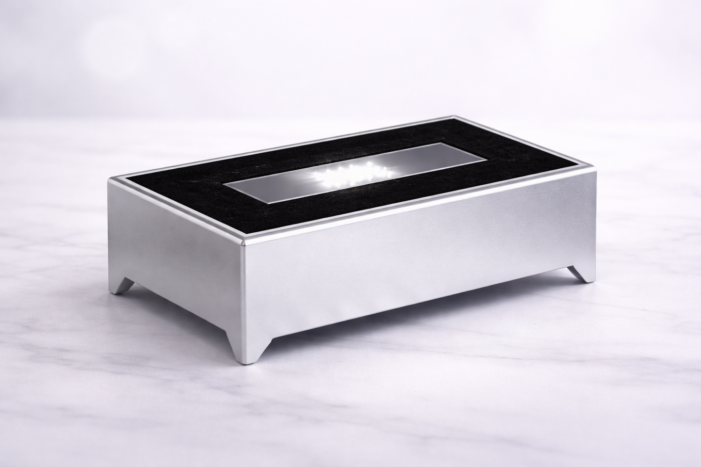 Rectangle Silver LED Light Base with USB Cable – For Engraved Crystal Display