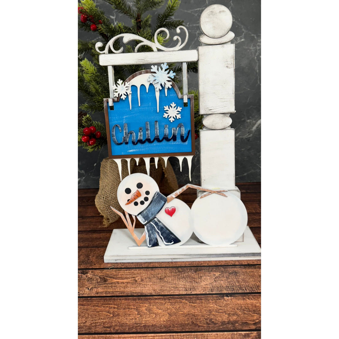 Chillin Snowman Mini-Post Interchangeable Add On with Mini-Post