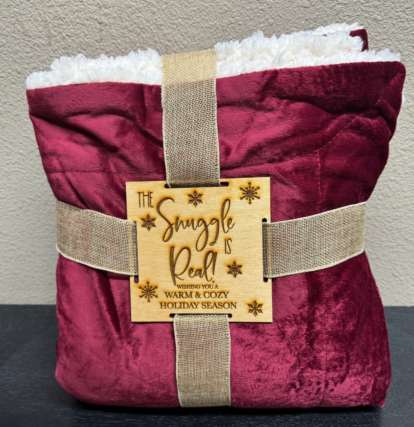 The Snuggle is Real Blanket Christmas Blanket Burgundy - Sherpa 50" X 60"