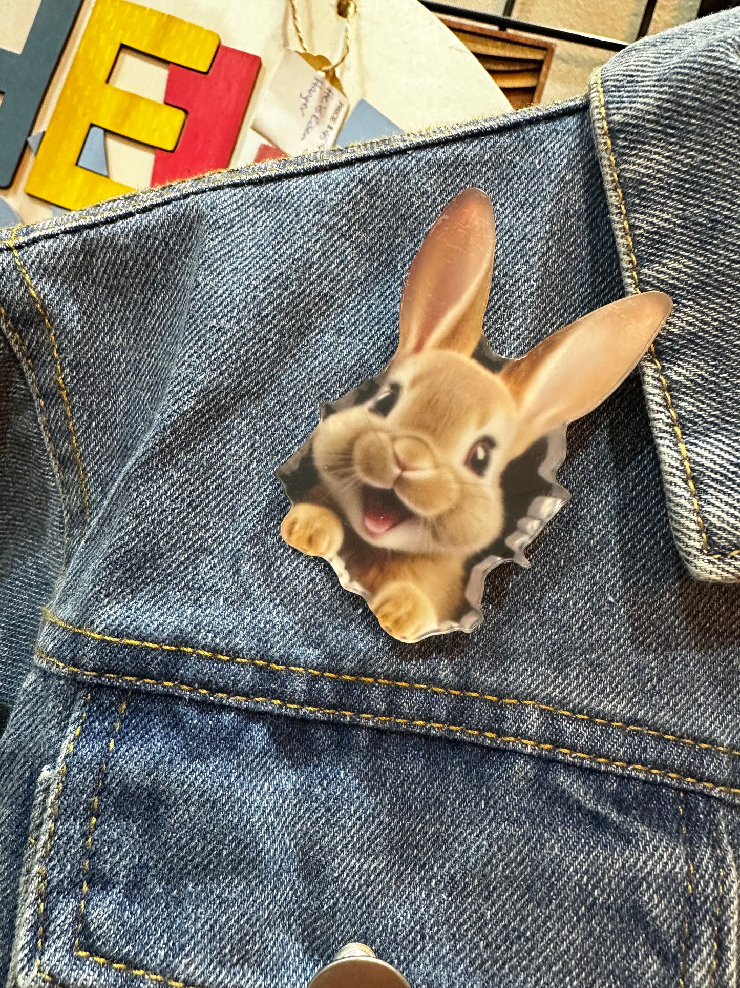 Fluffy Bunny Ears Denim Jacket - Kids Fashion Outerwear, Cute & Cozy Spring Style, Adorable Rabbit Design for Little Ones