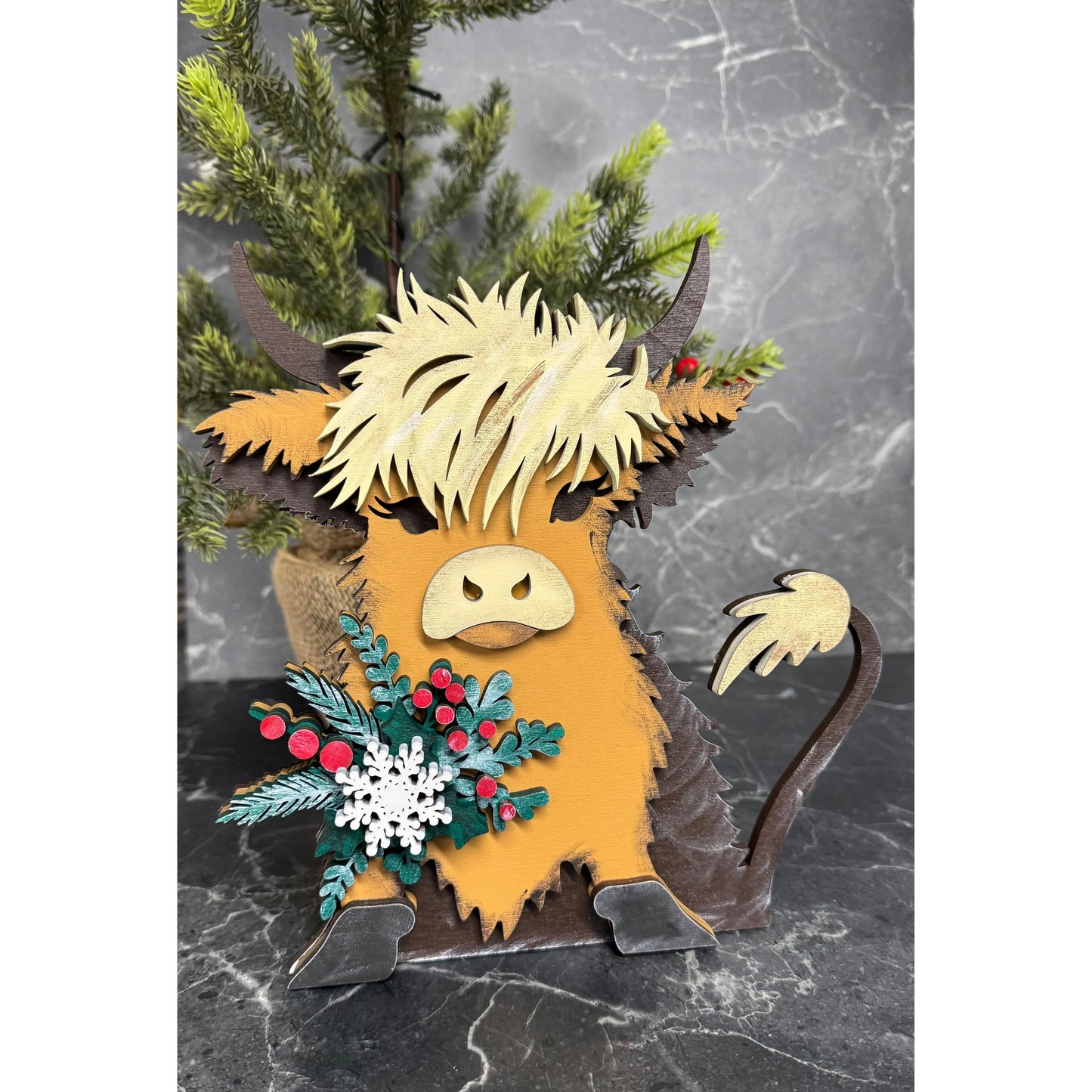 Jolly Highland Christmas Shelf Sitter