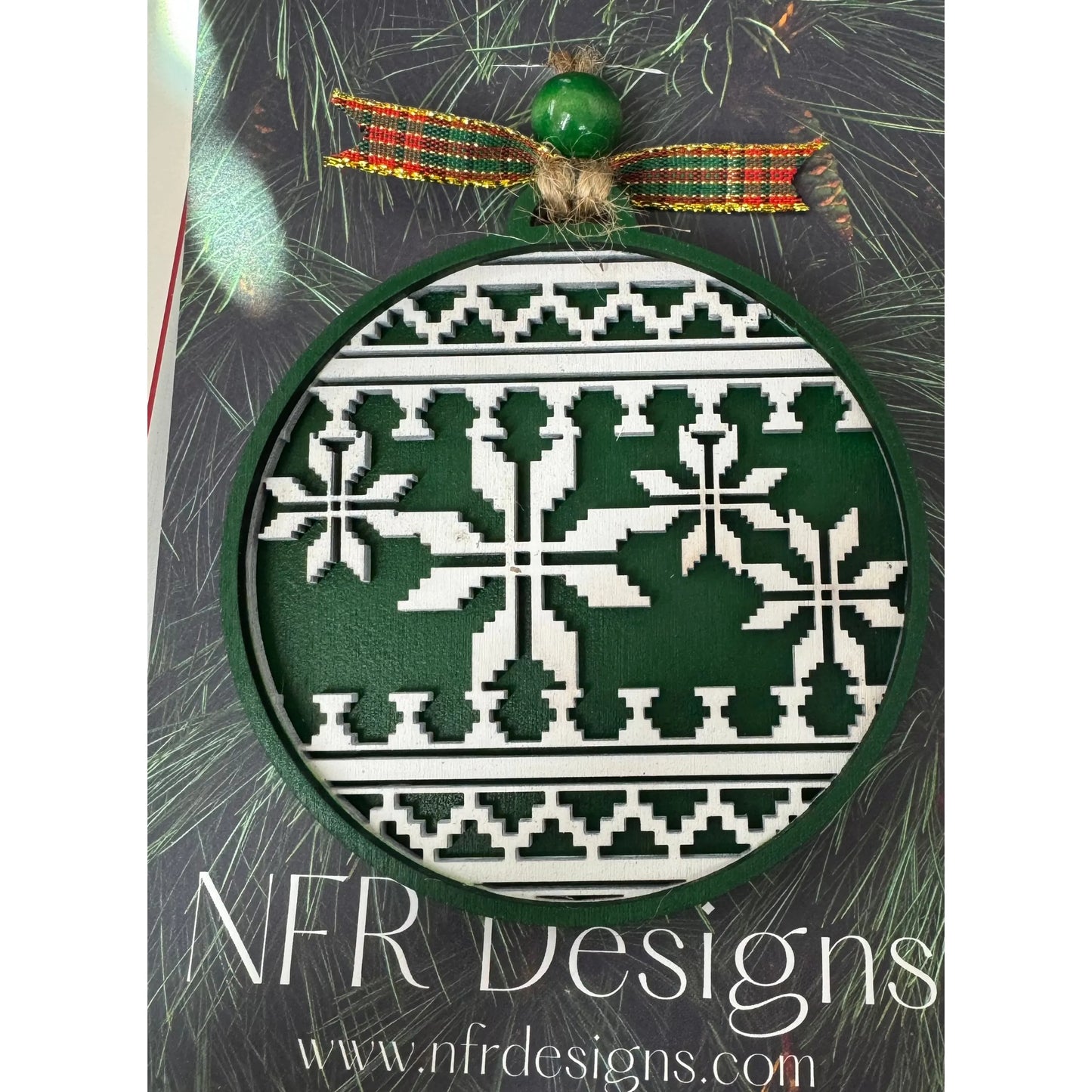 Ugly Sweater Ornaments Christmas Ornament Green with Snowflakes