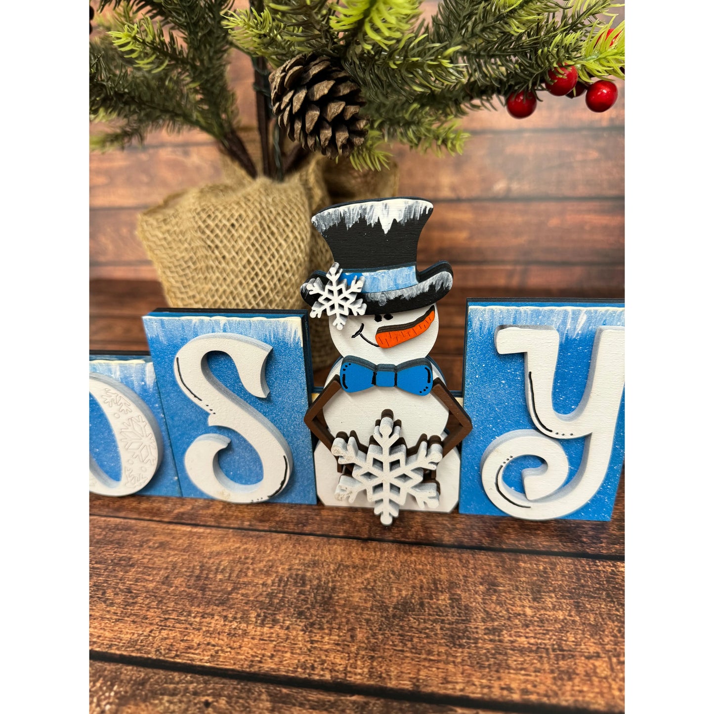 Frosty Word Block Christmas Shelf Sitter