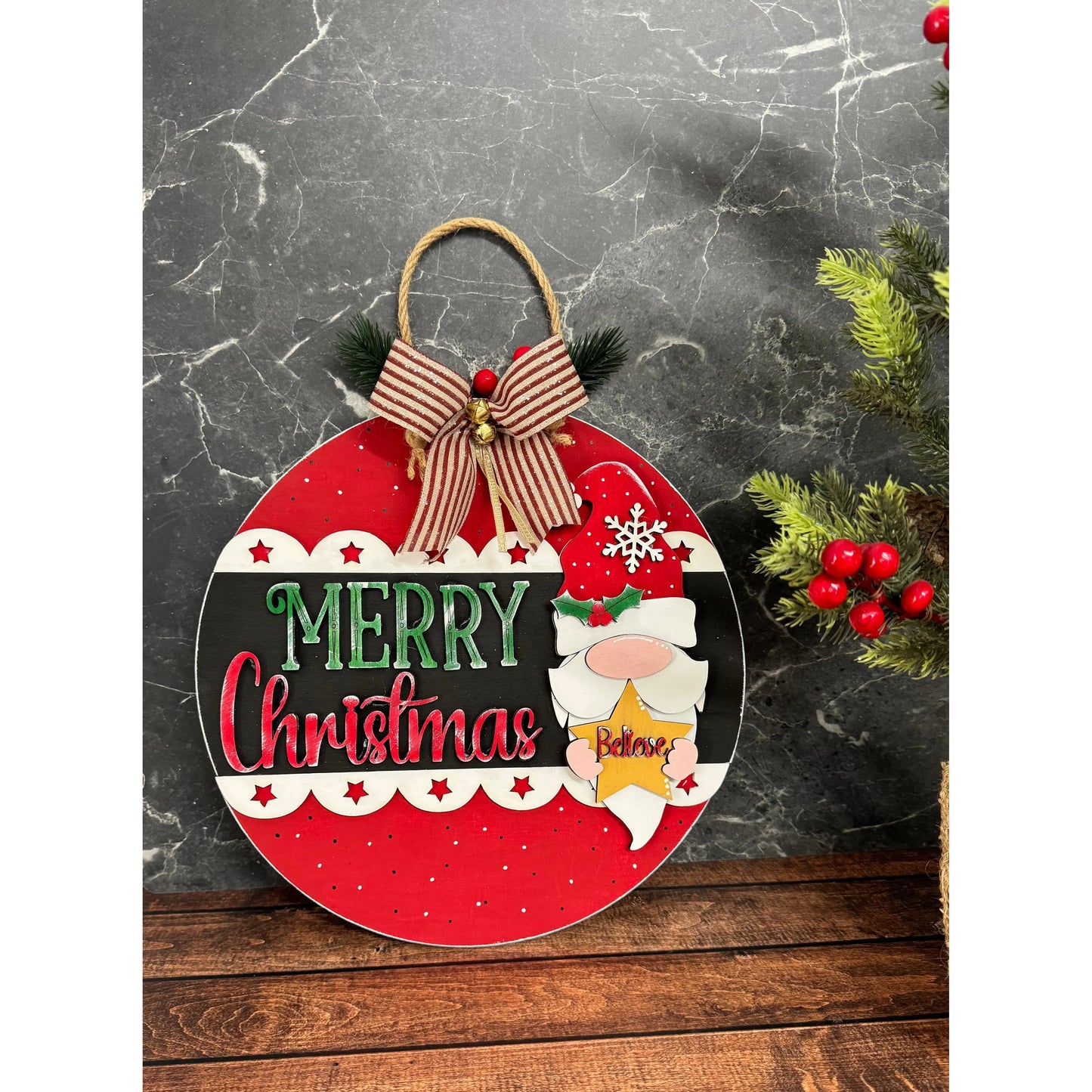 Merry Christmas Gnome Sign Christmas Wall Décor
