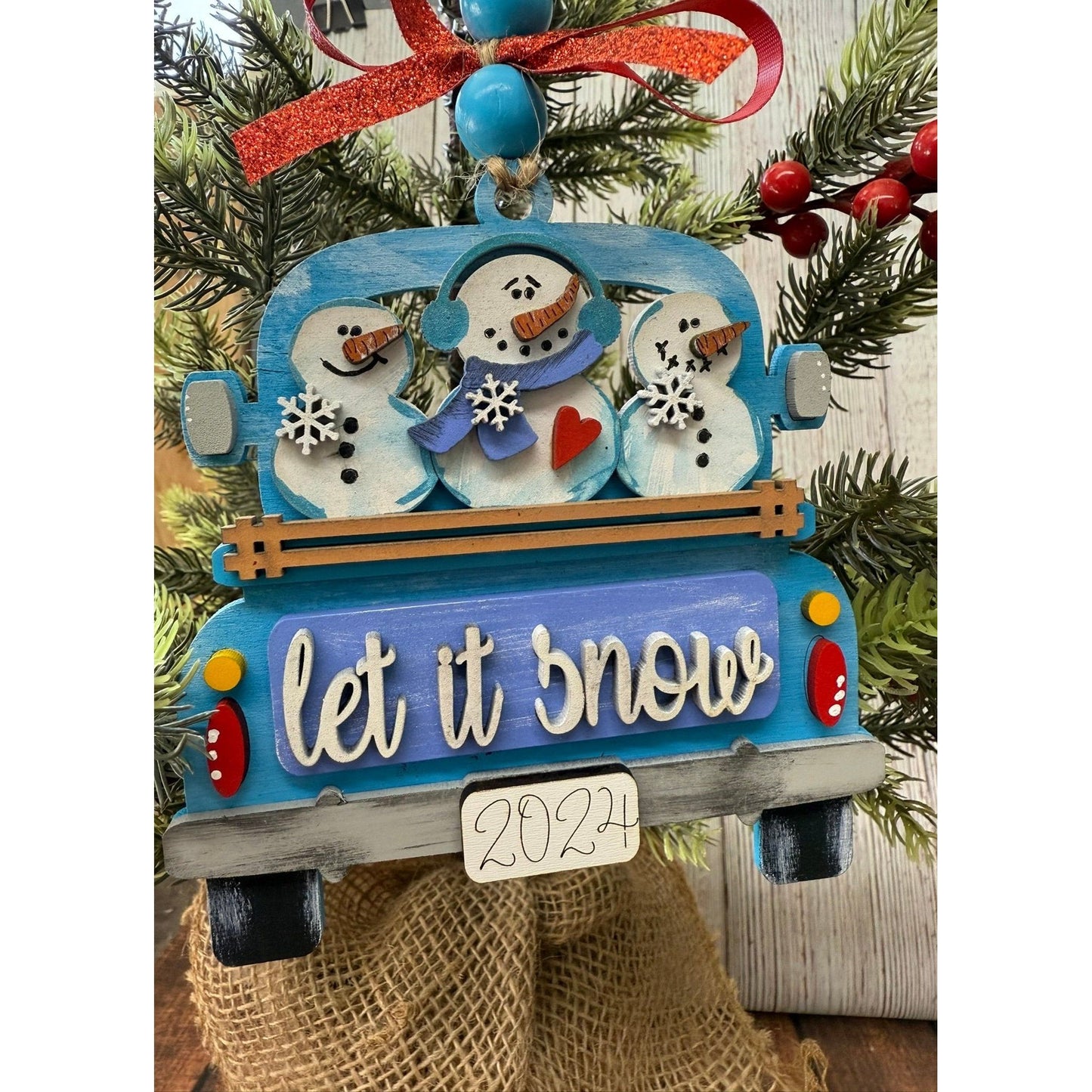 Farmhouse Truck Ornament Christmas Ornament Let It Snow