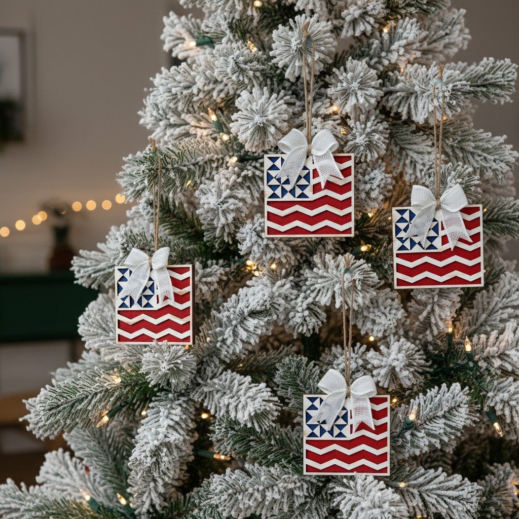 American Quilt Flag Wooden Ornament Christmas Ornament