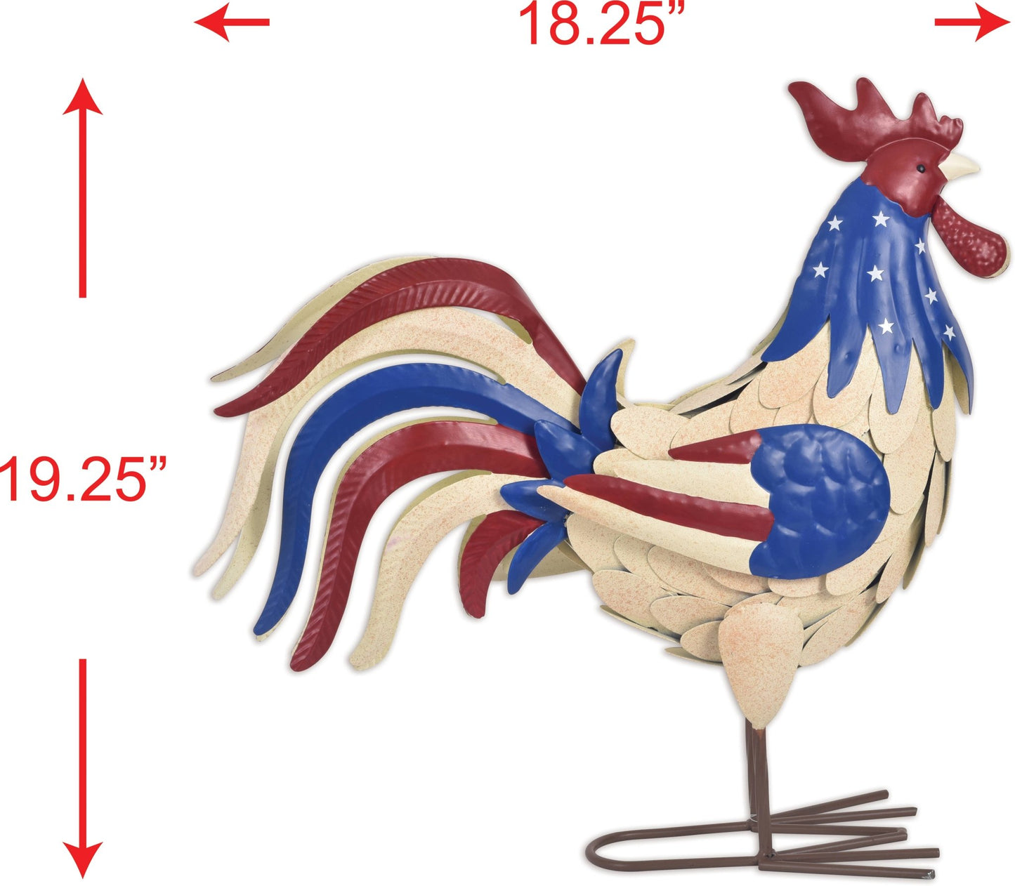 American Rooster Metal Outdoor Decor - Rustic Garden Art for Farmhouse Style, Perfect Gift for Chicken Lovers & Homeowners