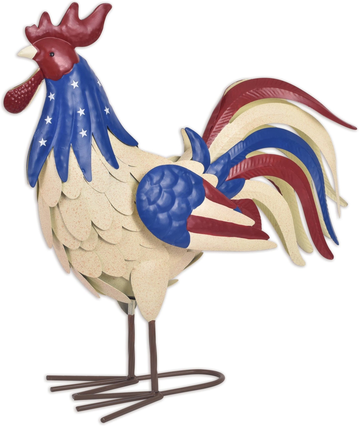 American Rooster Metal Outdoor Decor - Rustic Garden Art for Farmhouse Style, Perfect Gift for Chicken Lovers & Homeowners