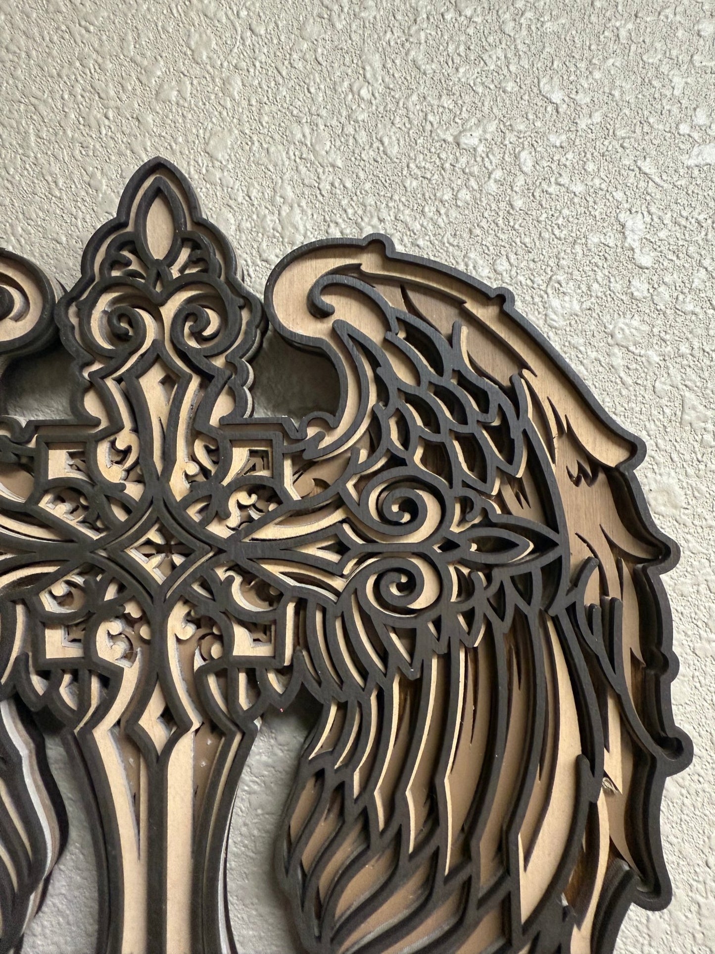 Angel Wing Cross Wall Decor, Christian Faith Art, Inspirational Home Decor, Religious Wall Hanging, Gift Ideas Wall Decor