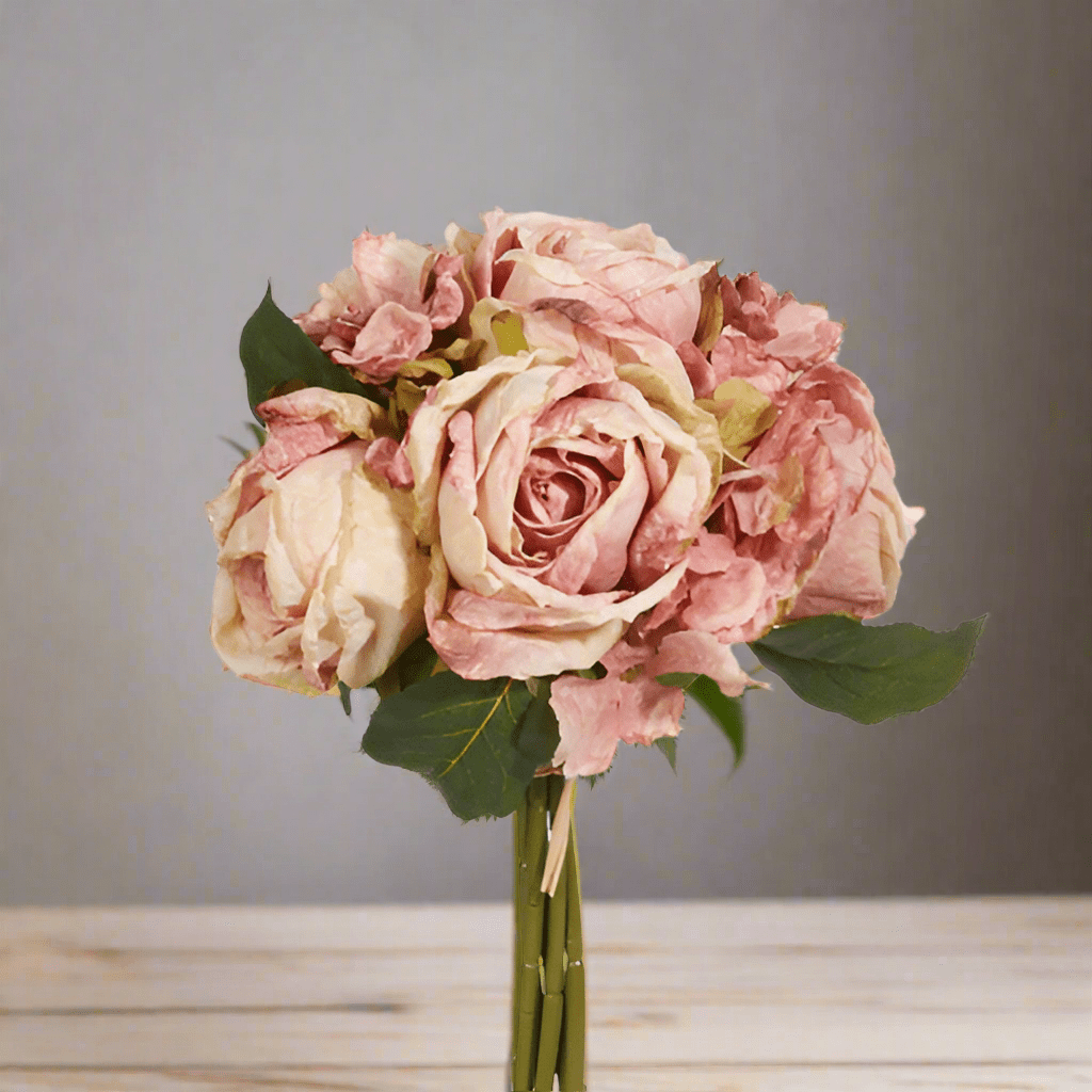 Antique Blush Rose Bundle - RAZ - 11" Artificial Flowers for Wedding Decor, Floral Arrangements & Home Styling Faux Flowers