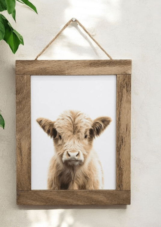 Baby Highland Cow Farmhouse Sign | Rustic Nursery Decor | Handcrafted Wooden Wall Art | Cow Lover Gift | Cute Baby Animal Decor Cow Table decor