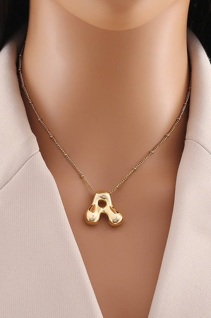 Balloon Bubble Initial Necklace, Durable Stainless Steel Charm, Perfect Personalized Gift for Birthday or Valentine’s charm necklace