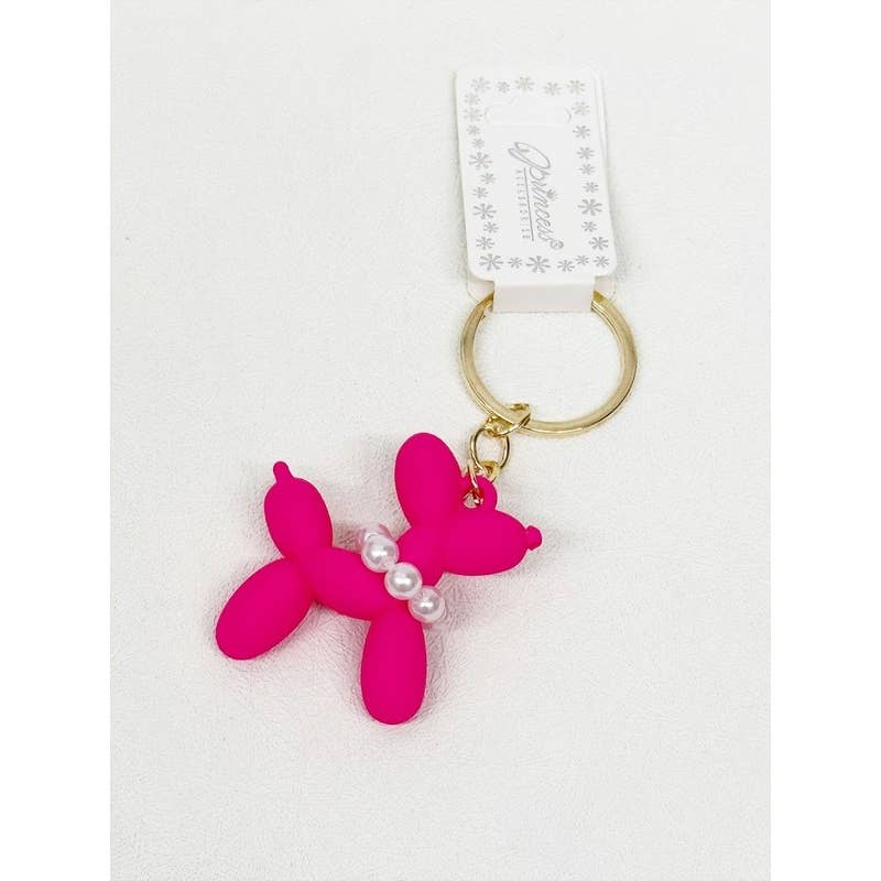 Balloon Puppy Keychain Colorful with Pearl Necklace, Adorable Dog Accessory for Purses, Birthday Gift for Fashionistas - Nifty Decor & More
