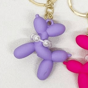 Balloon Puppy Keychain Colorful with Pearl Necklace, Adorable Dog Accessory for Purses, Birthday Gift for Fashionistas - Nifty Decor & More