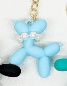 Balloon Puppy Keychain Colorful with Pearl Necklace, Adorable Dog Accessory for Purses, Birthday Gift for Fashionistas - Nifty Decor & More